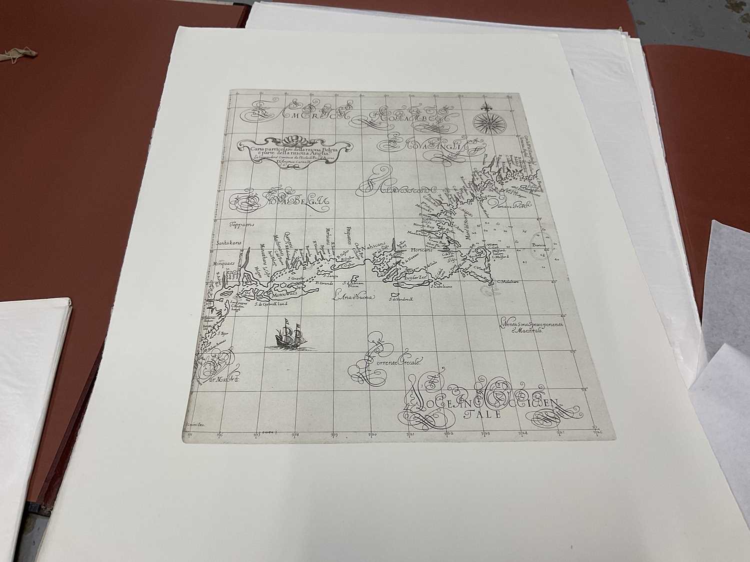 Early maps and Charts of the East Coast of North America, housing 12 fine quality facsimiles of hist - Image 8 of 13