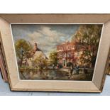 Oil on canvas of Writtle depicting a 19th century scene