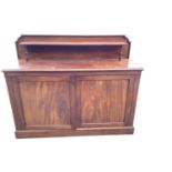 19th century mahogany two door cupboard with raised back