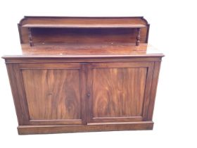 19th century mahogany two door cupboard with raised back