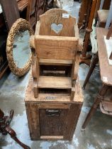 Old pine child's chair together with an old wooden crate (2)
