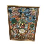 Tibetan thanka painted with deities