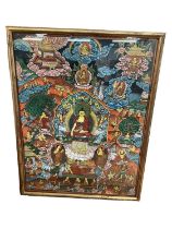 Tibetan thanka painted with deities