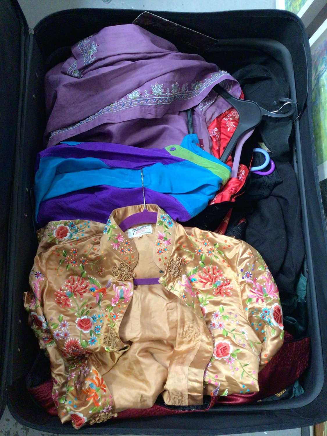 Two large suitcases containing mostly vintage and contemporary Chinese embroidered robes, jackets et - Image 4 of 10