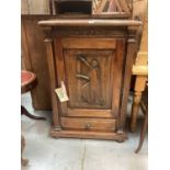 18th century Swiss walnut cupboard dated 1731 and with AM initials, the door carved with Jewish bibl