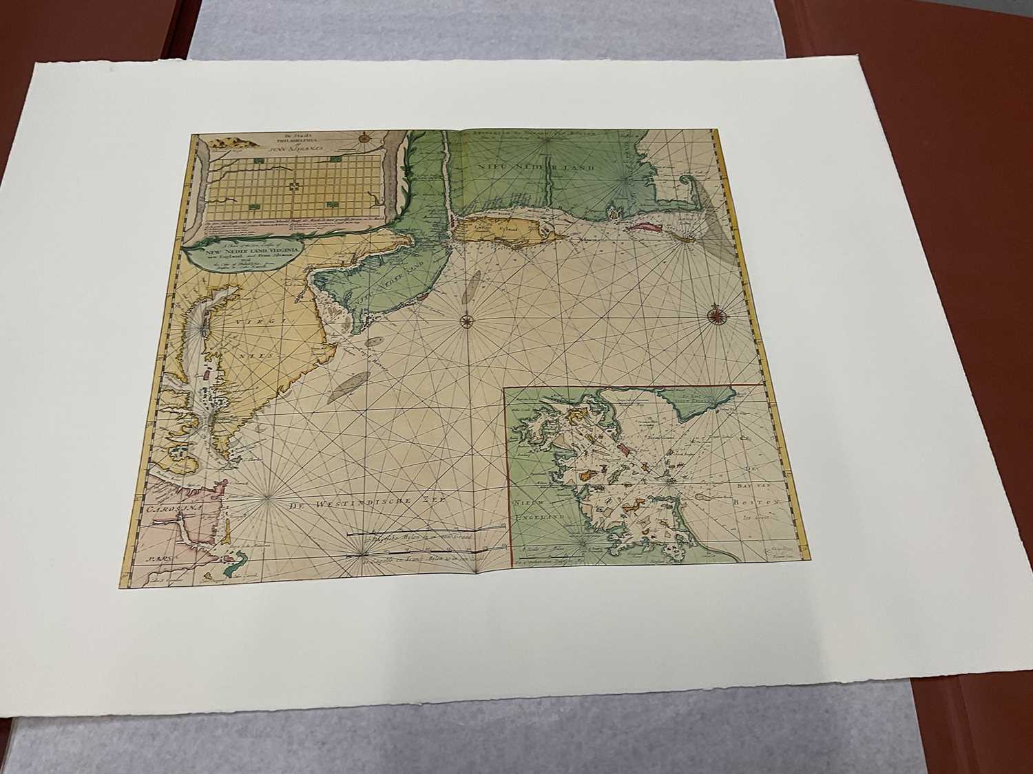 Early maps and Charts of the East Coast of North America, housing 12 fine quality facsimiles of hist - Image 2 of 13