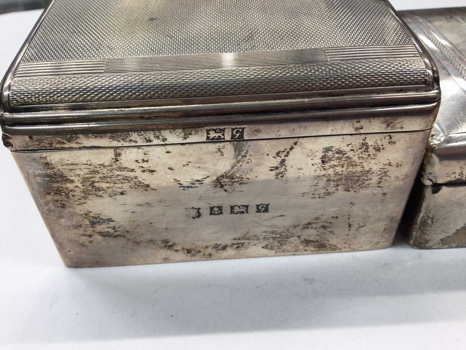 1950s silver cigar box, 1920s silver cigarette box and a round silver pot (3) - Image 3 of 5