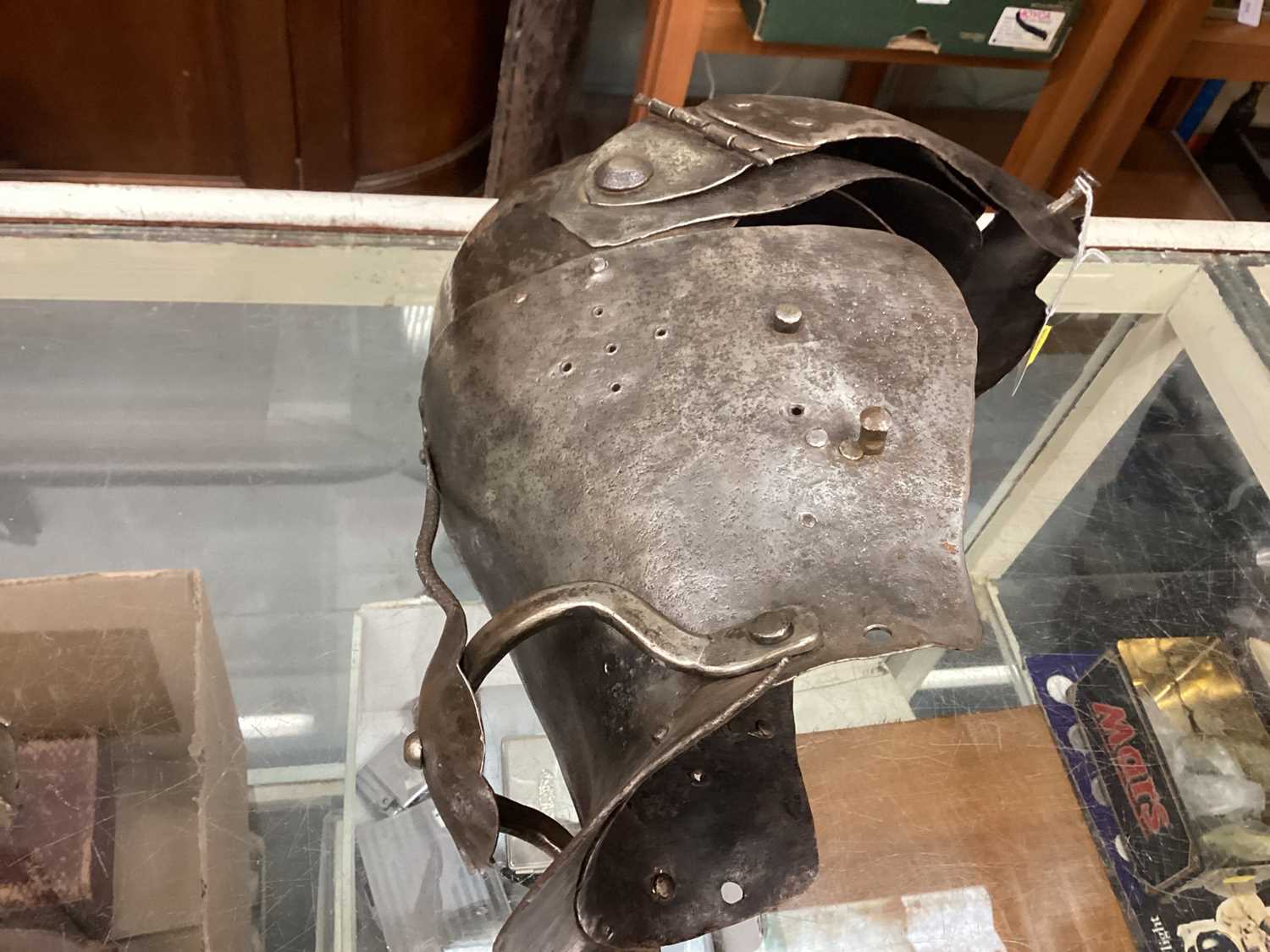 Handmade bronze replica of a 500BC helmet and a handmade replica of a 15th century Italian Armet hel - Image 7 of 11