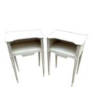 Pair of French cream bedside tables, 46.5cm wide, 31.5cm deep, 70.5cm high