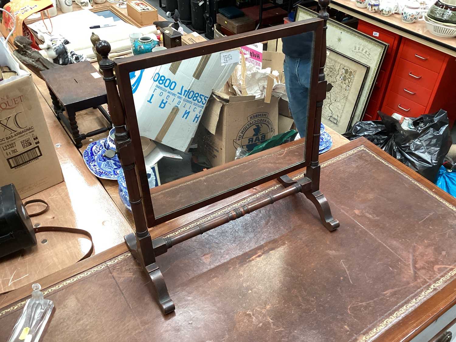 Edwardian mahogany writing table/dressing table with swing toilet mirror - Image 5 of 5