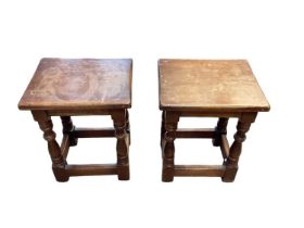Two oak joint stools