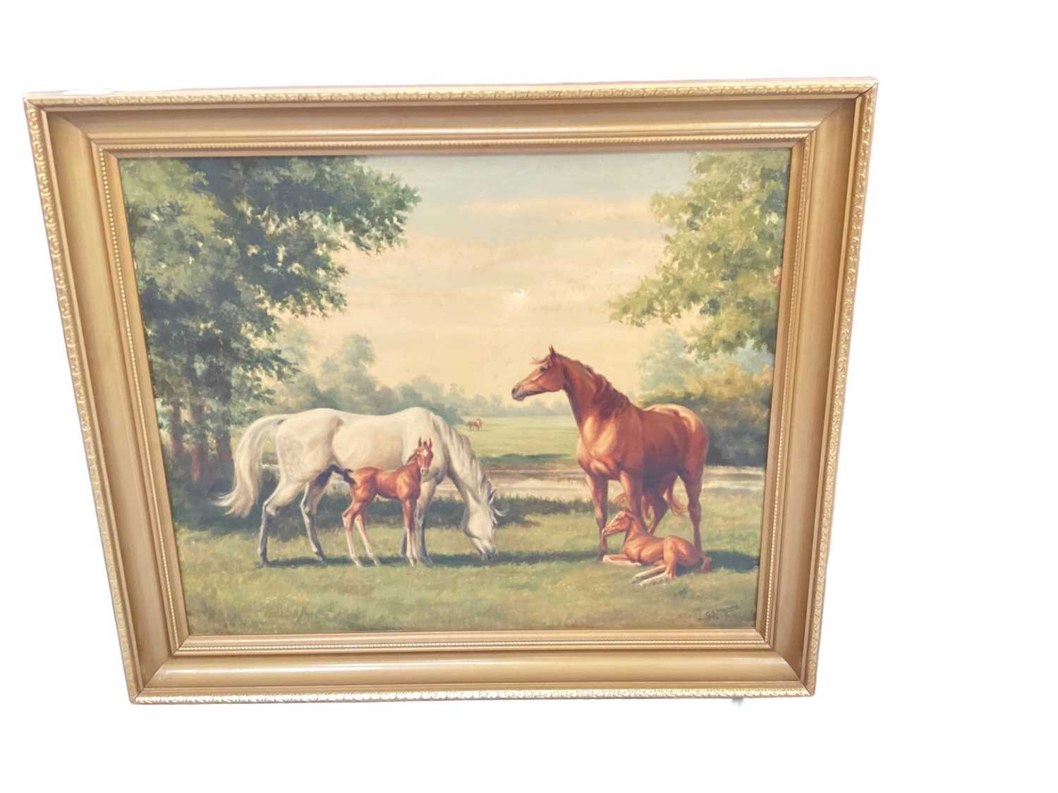 Gillian E. Hoare oil on canvas of Horses by Roxwell church, together with two further works by the s - Image 3 of 4