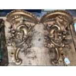 Pair of rococo style gilt wall brackets