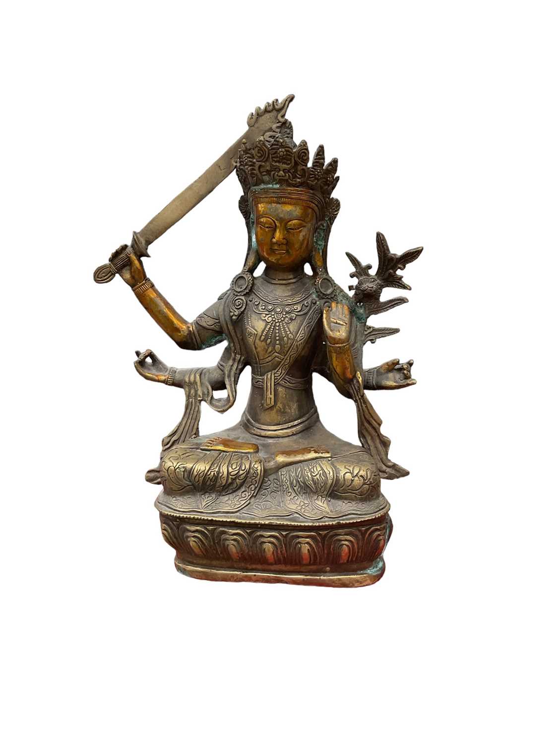 Tibetan brass Buddha, 28.5cm high