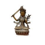 Tibetan brass Buddha, 28.5cm high