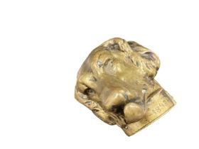 Victorian brass model of a dog's head, dated 1893