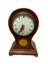 Early 20th century mahogany and inlaid balloon shaped clock