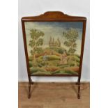 1920s mahogany and tapestry fire screen