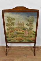 1920s mahogany and tapestry fire screen