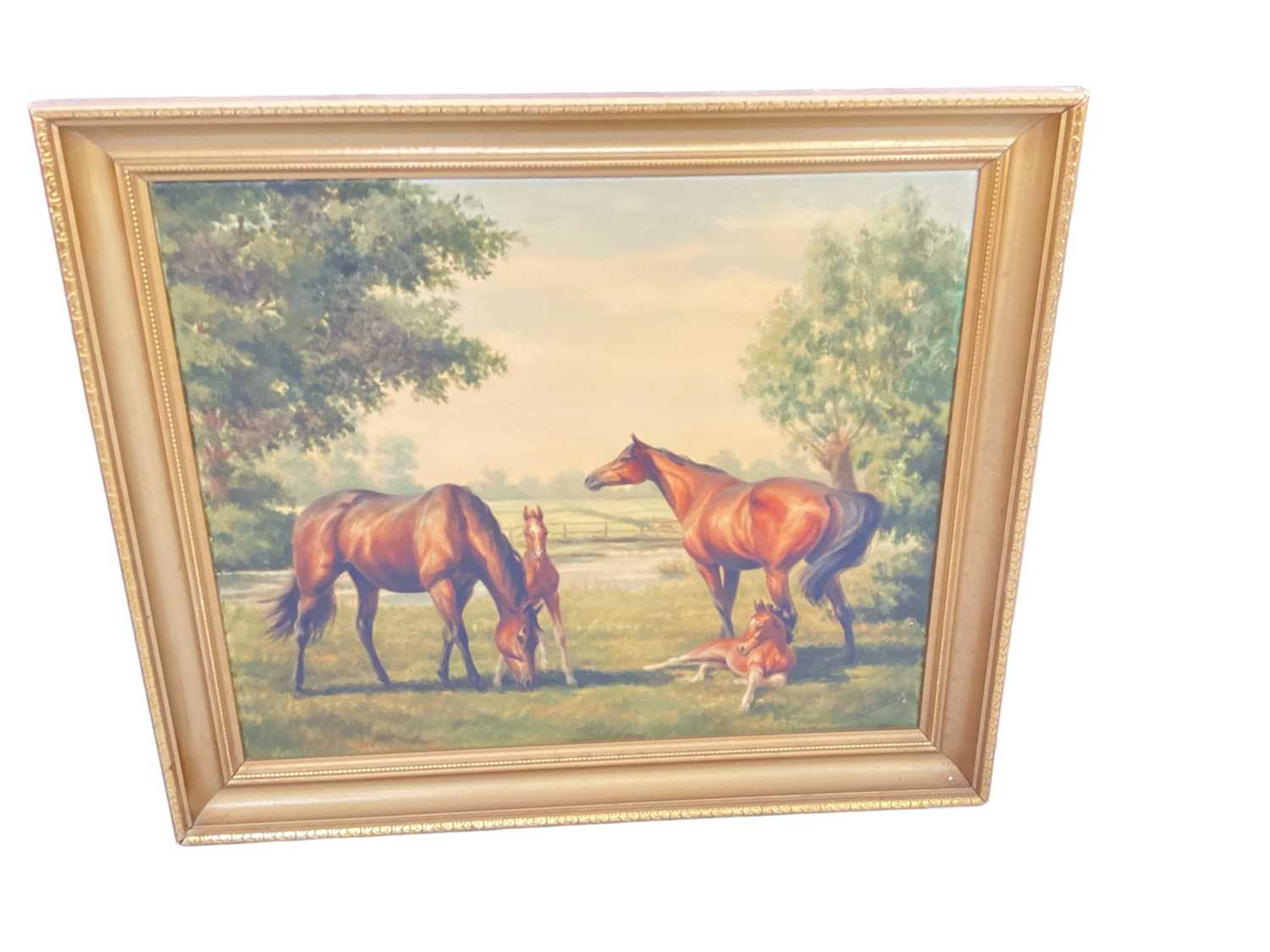 Gillian E. Hoare oil on canvas of Horses by Roxwell church, together with two further works by the s - Image 4 of 4