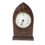 19th century mahogany and brass inlaid lancet shaped bracket clock