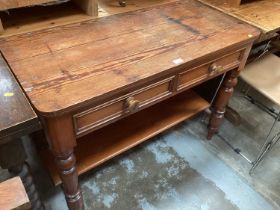 Victorian pine washstand with two drawers and undertier 104cm