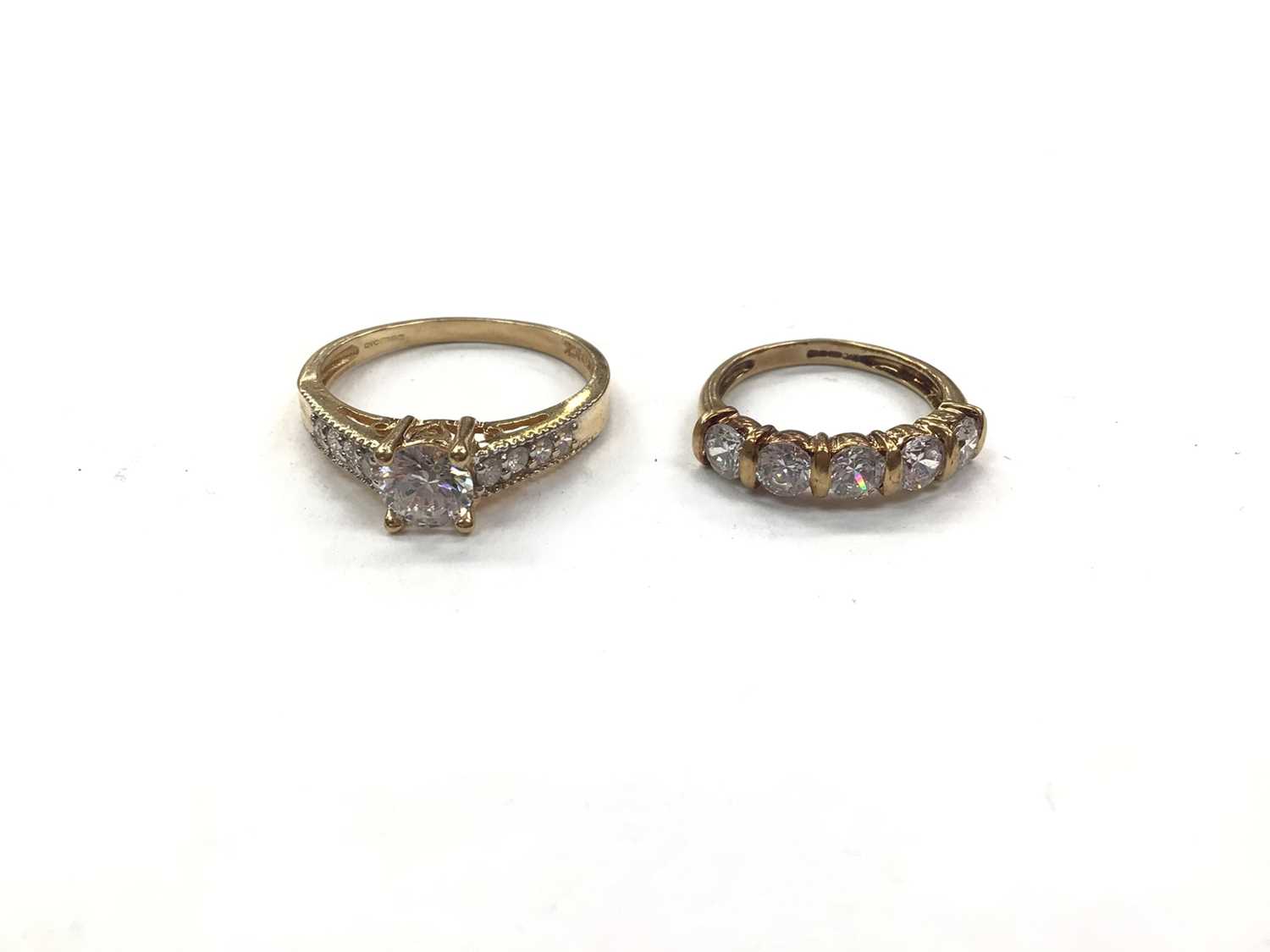Two 14ct gold cubic zirconia dress rings