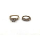 Two 14ct gold cubic zirconia dress rings