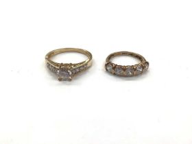 Two 14ct gold cubic zirconia dress rings