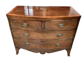 Regency mahogany bowfront chest of two short over two long drawers