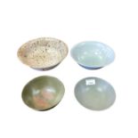 Yeap Poh Chap (1927-2007) four bowls to include a celadon glazed bowl, all signed, the largest 24cm