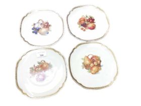 Set of eight German porcelain plates with fruit decoration