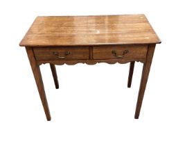 George III oak and elm two drawer side table