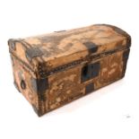 Georgian pony skin covered carriage document box with label to interior