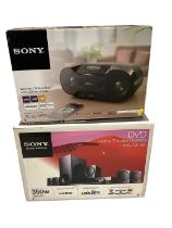 Sony DVD home theatre system DAV-TZ135 together with a Sony wireless CD Boombox