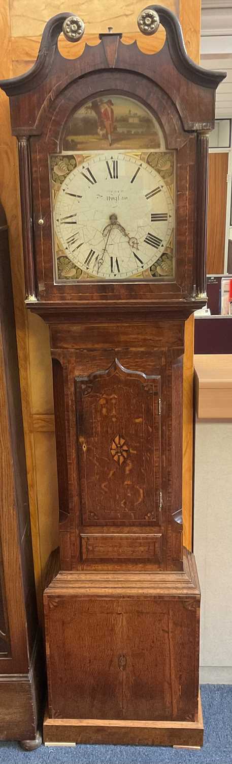 Regency oak long case clock