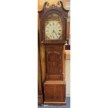 Regency oak long case clock