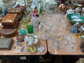 Group of mixed glassware to include Murano glass clown, cut glass bowls and other antique and larger