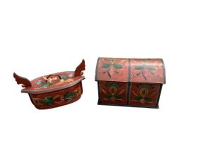 Two 19th century continental painted wooden boxes