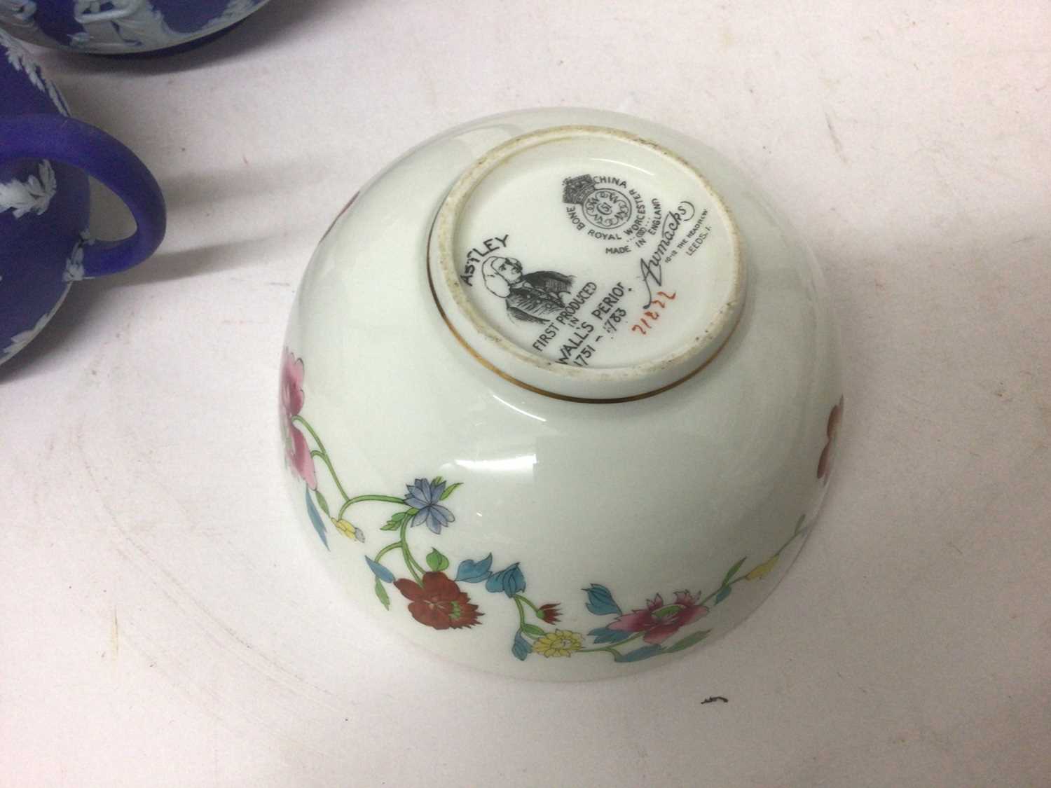 Wedgwood blue jasper dip small teapot and cover, milk jug and sugar bowl, with silver mounted rims, - Image 2 of 2