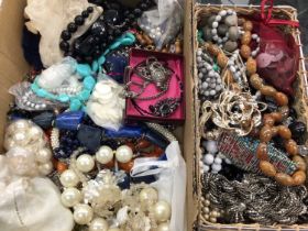 Group of various bead necklaces and other costume jewellery