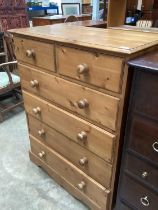 Modern pine chest of two short and four long drawers on bracket feet 90.5cm wide, 116cm high