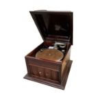 The Celeste - mahogany cased gramophone with group of records