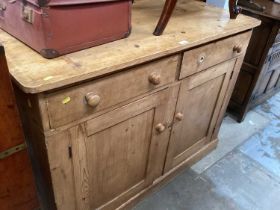 Antique pine sideboard with two draws and pair of panelled doors