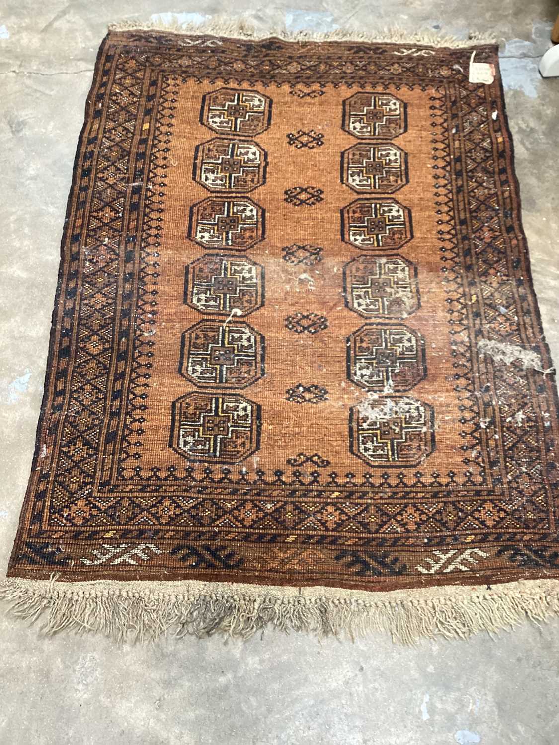 Eastern rug with twelve medallions on rust brown ground, 120cm x 89cm - Image 3 of 3