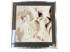 Peter Campbell (1931-1989) two pen, ink and watercolours in glazed frames -female nudes and a female