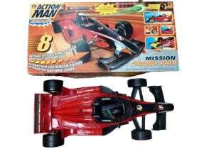 Hasbro Action Man Mission Grand Prix, boxed, plus motorcycle, two action figures and captain Scarlet