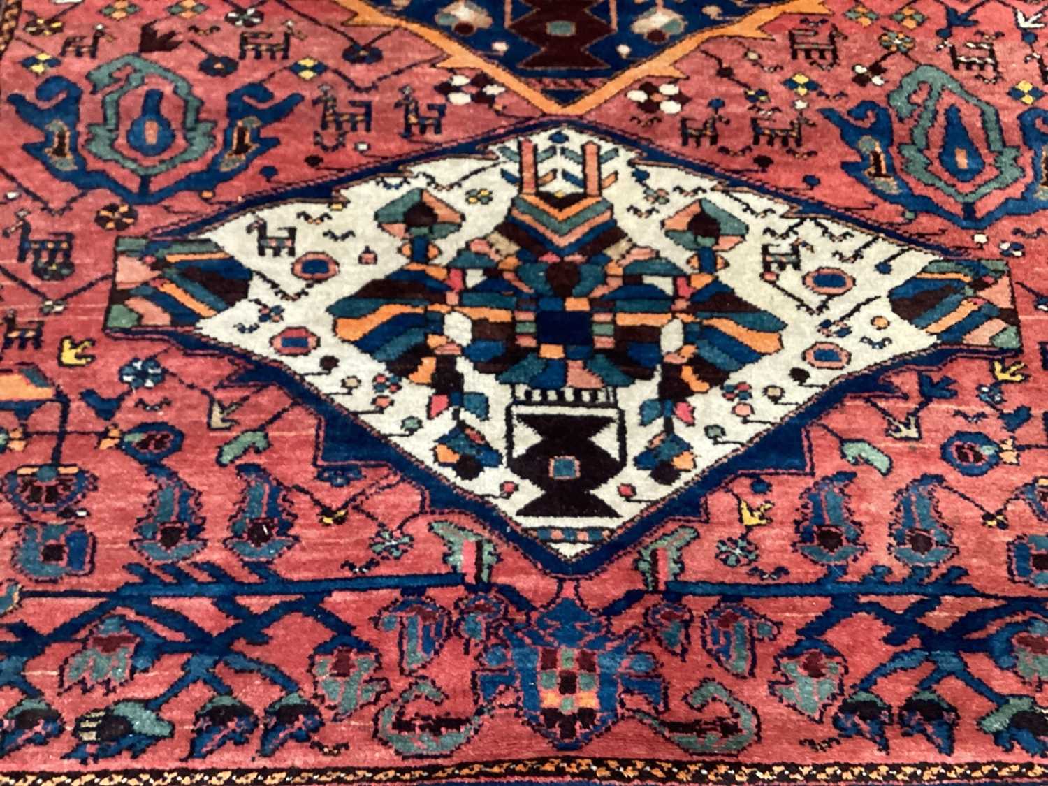 Eastern rug with three central medallions on red, blue, cream and green ground, 191cm x 148cm - Image 2 of 5