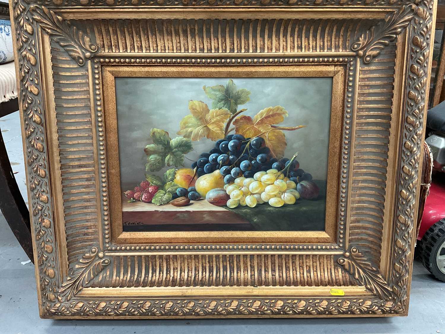 20th century oil on board still life study in gilt frame