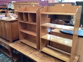 Two 1930s oak freestanding small bookcases , each 64cm wide, 95cm high